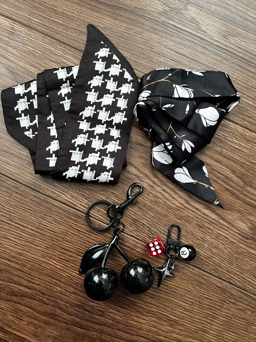 Purse Accessories Lot Scarf Keychain Set